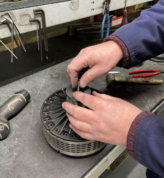 Lynch Motor being serviced at the factory